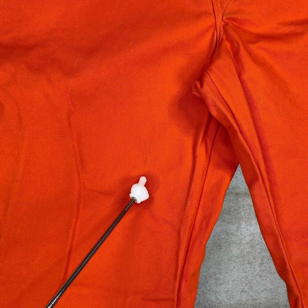 Vintage 90s Flame Resistant Carpenter Pants 36x34 Baggy Wide Leg Orange Cotton - Picture 9 of 9